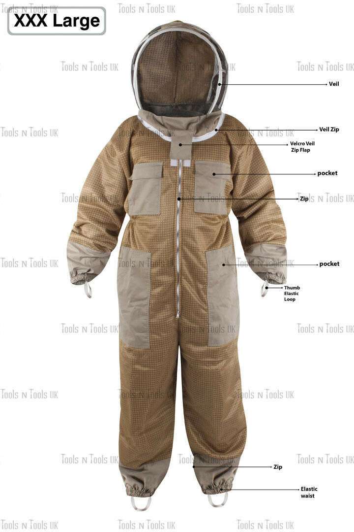 KHAKI-ADULT-XXX-LARGE-THREE-LAYERS-MESH-BEEKEEPING-SUIT-BEE-VENTILATED-COOLAIR-265038888170-2