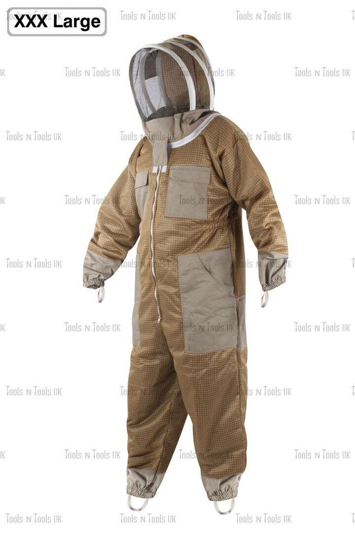 KHAKI-ADULT-XXX-LARGE-THREE-LAYERS-MESH-BEEKEEPING-SUIT-BEE-VENTILATED-COOLAIR-265038888170-3