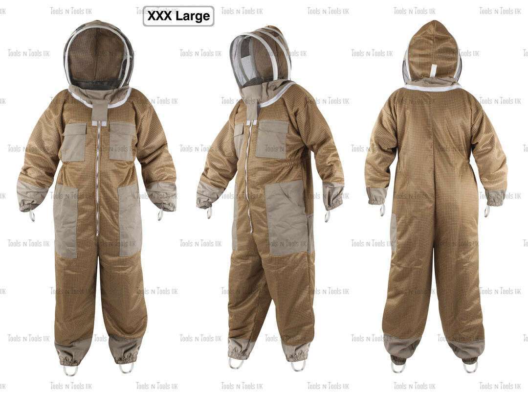 KHAKI-ADULT-XXX-LARGE-THREE-LAYERS-MESH-BEEKEEPING-SUIT-BEE-VENTILATED-COOLAIR-265038888170