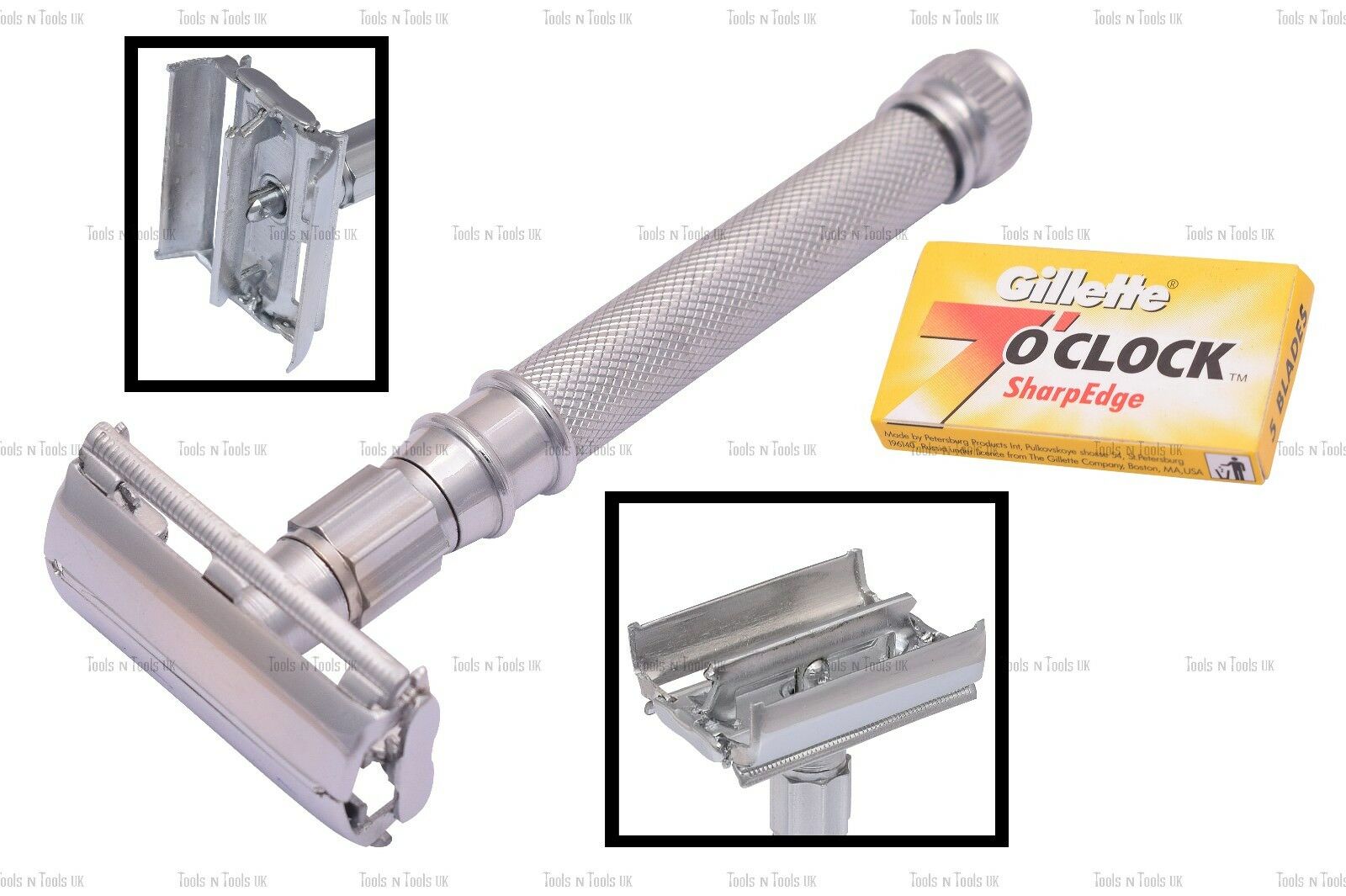 Butterfly-Steel-Handle-Double-Edge-Safety-Razors-Clean-Perfect-Edges-10-Blades-263577893621