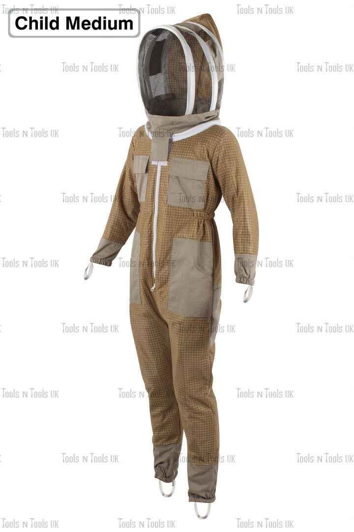 KHAKI-CHILD-SIZE-MEDIUM-THREE-LAYERS-MESH-BEEKEEPING-SUIT-BEE-VENTILATED-COOLAIR-265036425811-4