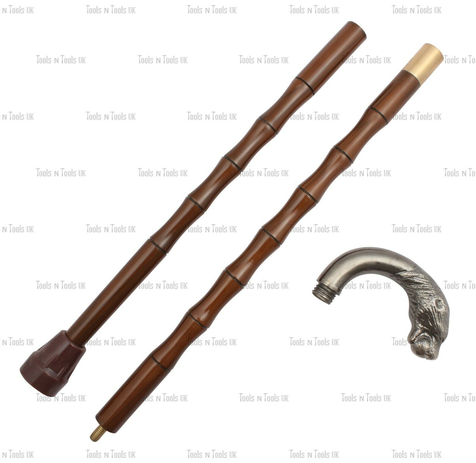Wstick-006-Antique-Style-Walking-Stick-Solid-Silver-Head-Handle-Vintage-Wooden-264889608791-2