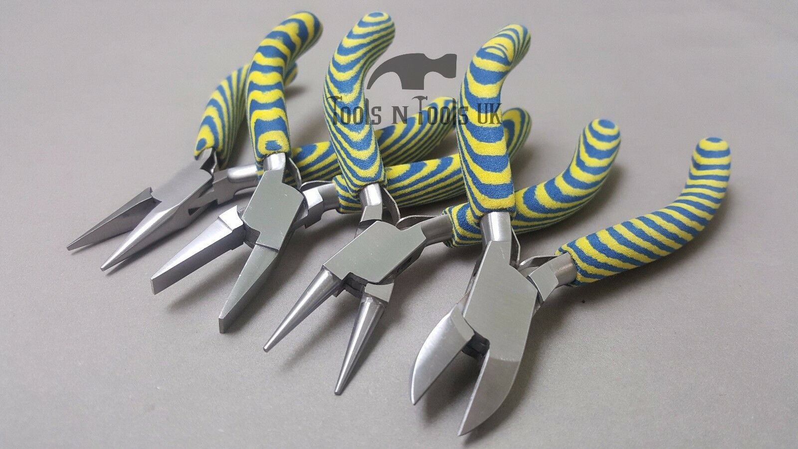 Yellow-Dark-Blue-Foam-Handle-Pliers-5-Flat-Round-Chain-Cutters-Nose-Jewellery-263147406651