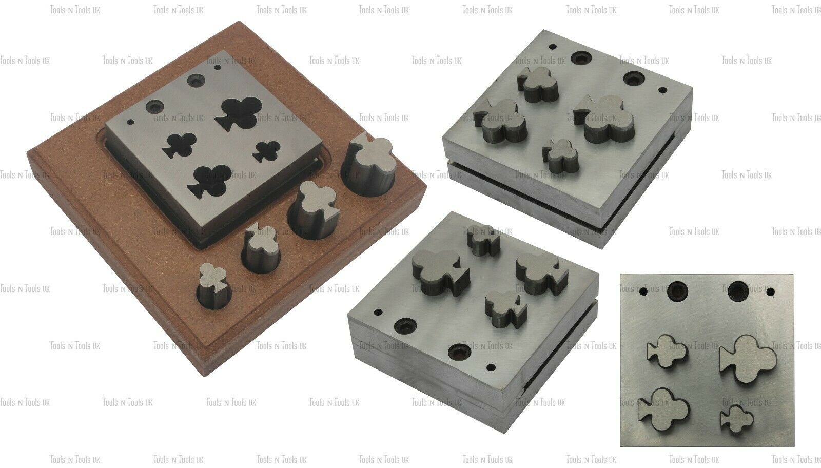 4-PUNCHES-CLUB-CARD-DESIGN-STEEL-DISC-CUTTERS-JEWELLERY-DAPPING-CUT-METAL-SHEETS-264434806962