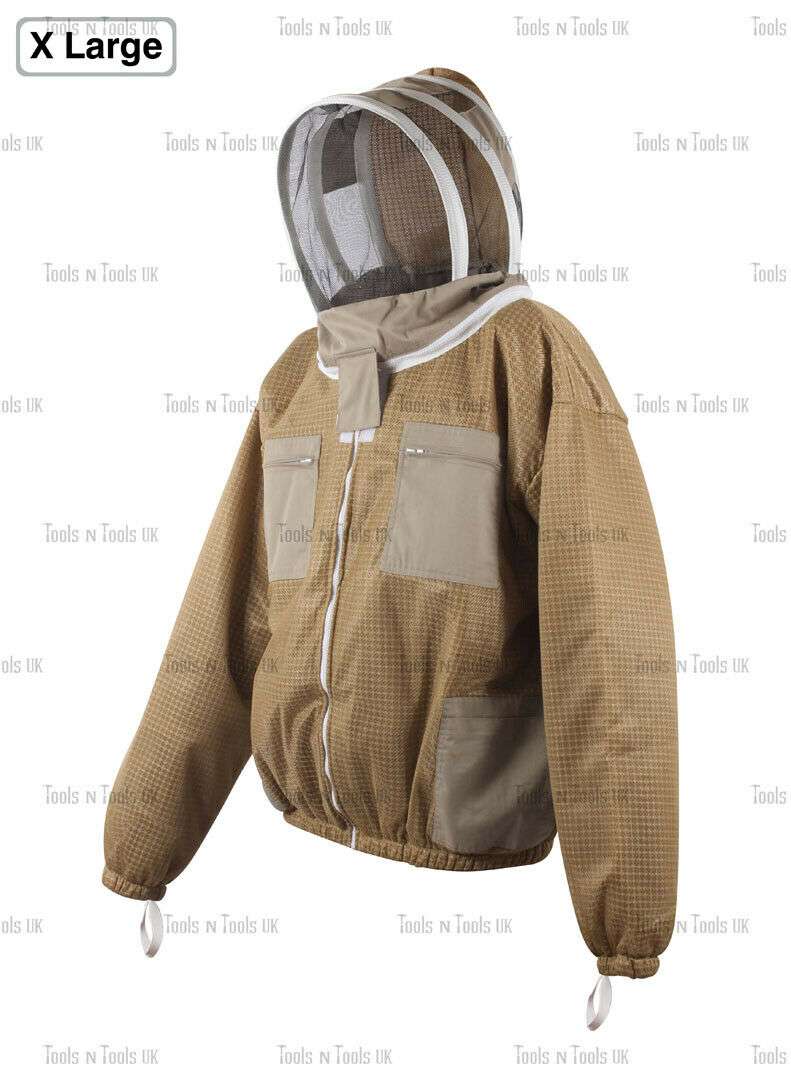 KHAKI-ADULT-X-LARGE-JACKET-THREE-LAYERS-MESH-BEEKEEPING-BEE-VENTILATED-COOLAIR-265040162512-3