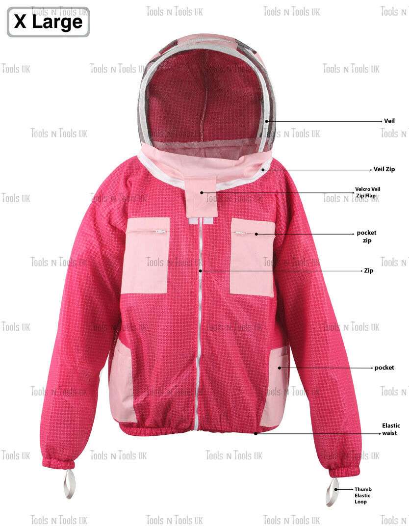 PINK-ADULT-X-LARGE-JACKET-THREE-LAYERS-MESH-BEEKEEPING-BEE-VENTILATED-COOLAIR-254855804532