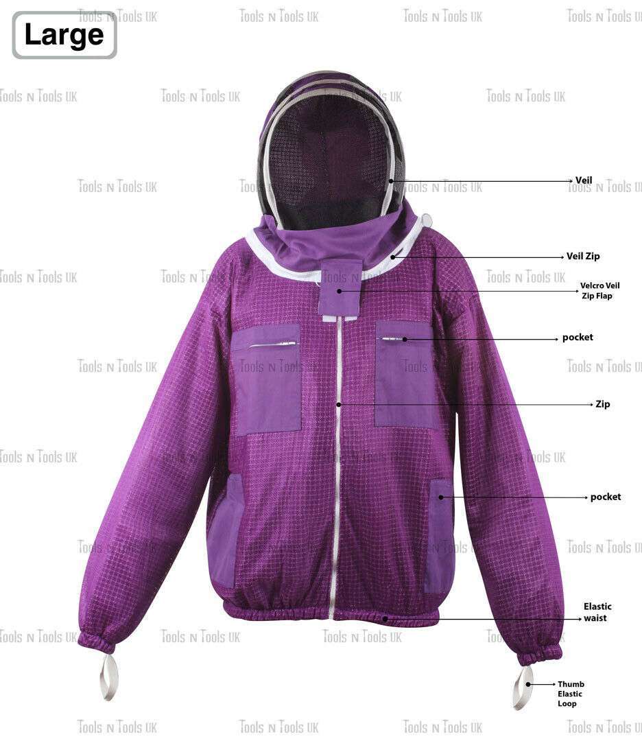 PURPLE-ADULT-LARGE-JACKET-THREE-LAYERS-MESH-BEEKEEPING-BEE-VENTILATED-COOL-AIR-265040127162-2