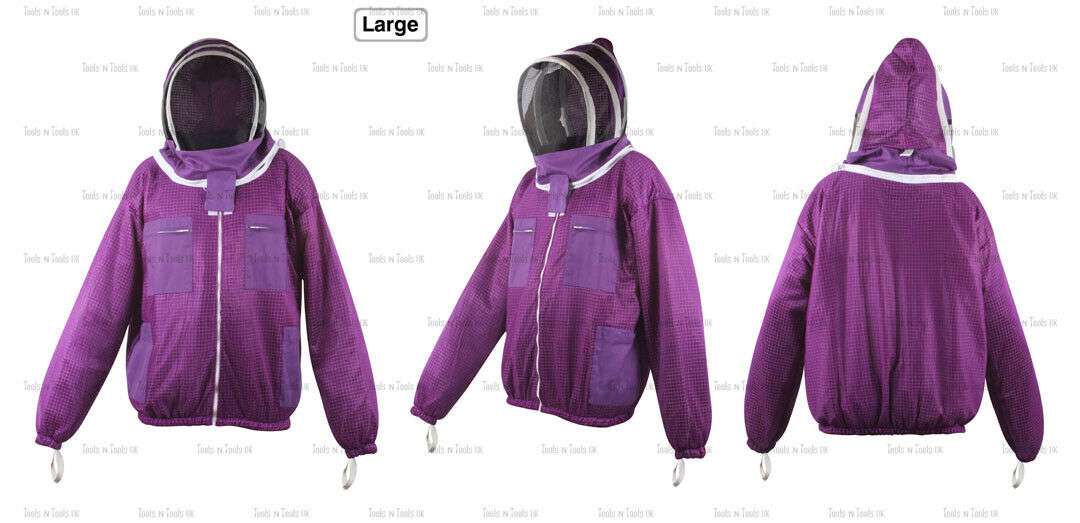 PURPLE-ADULT-LARGE-JACKET-THREE-LAYERS-MESH-BEEKEEPING-BEE-VENTILATED-COOL-AIR-265040127162