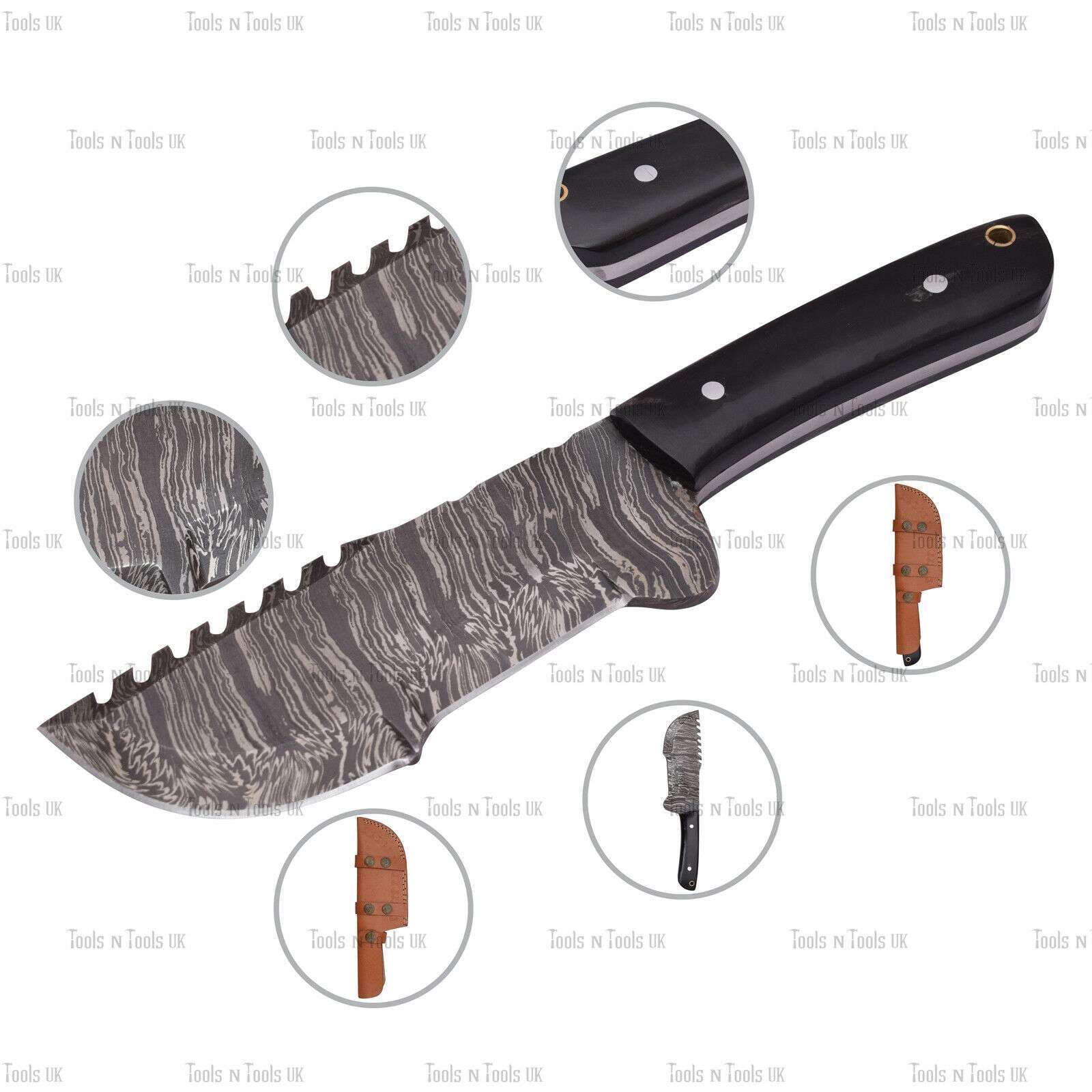 Tracker-Damascus-Steel-Tool-Hunting-Handmade-Buffalo-Horn-Handle-Leather-Cover-265314205302-2