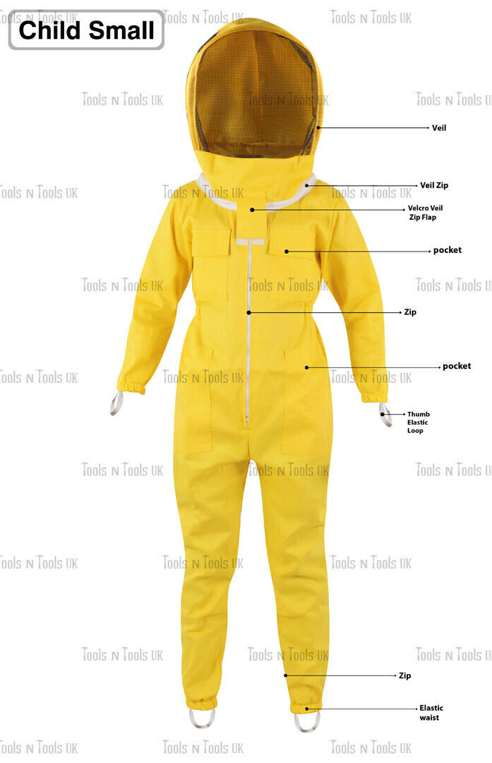YELLOW-CHILD-SIZE-SMALL-THREE-LAYERS-MESH-BEEKEEPING-SUIT-BEE-VENTILATED-COOLAIR-254852606422-2