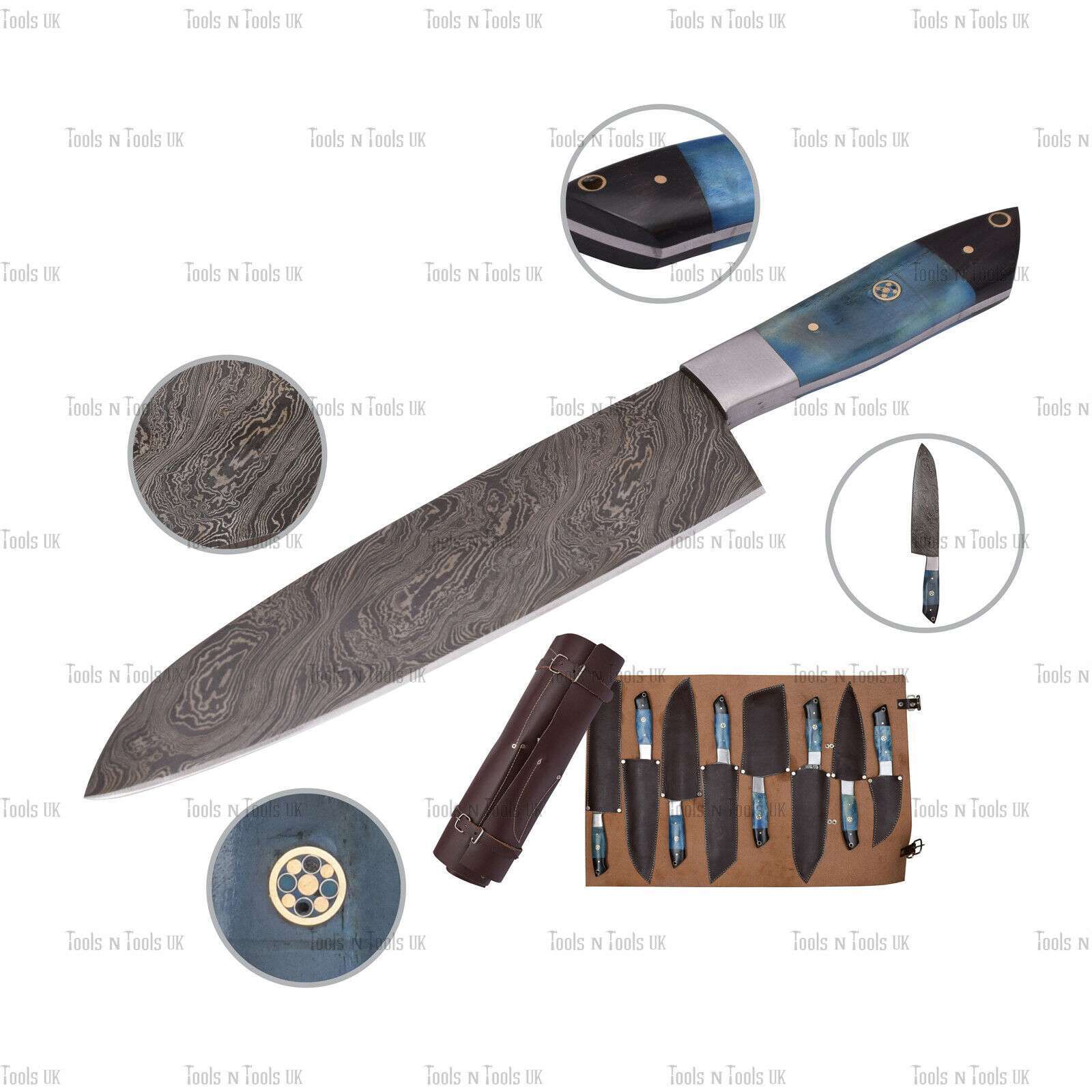 BLUE-HAND-FORGED-DAMASCUS-STEEL-CHEF-KITCHEN-KNIVES-WOODEN-HANDLE-LEATHER-SHEATH-255133780313-4