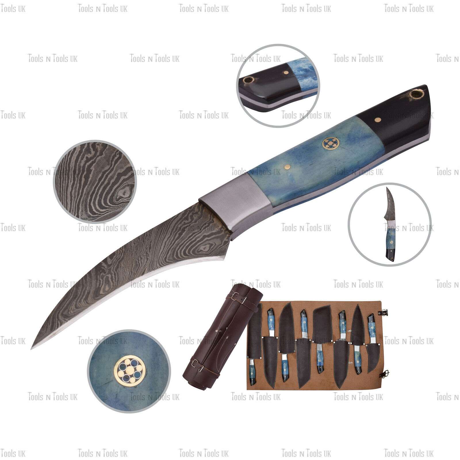 BLUE-HAND-FORGED-DAMASCUS-STEEL-CHEF-KITCHEN-KNIVES-WOODEN-HANDLE-LEATHER-SHEATH-255133780313-9