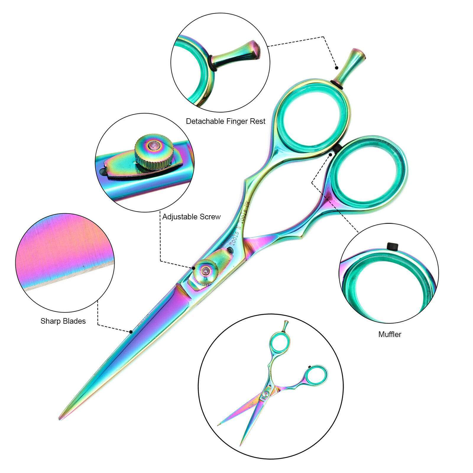 MULTI-Pets-Hair-Scissors-Shears-Sharp-J2-Steel-6-Dogs-Cats-Birds-Shiny-Finish-265264670623