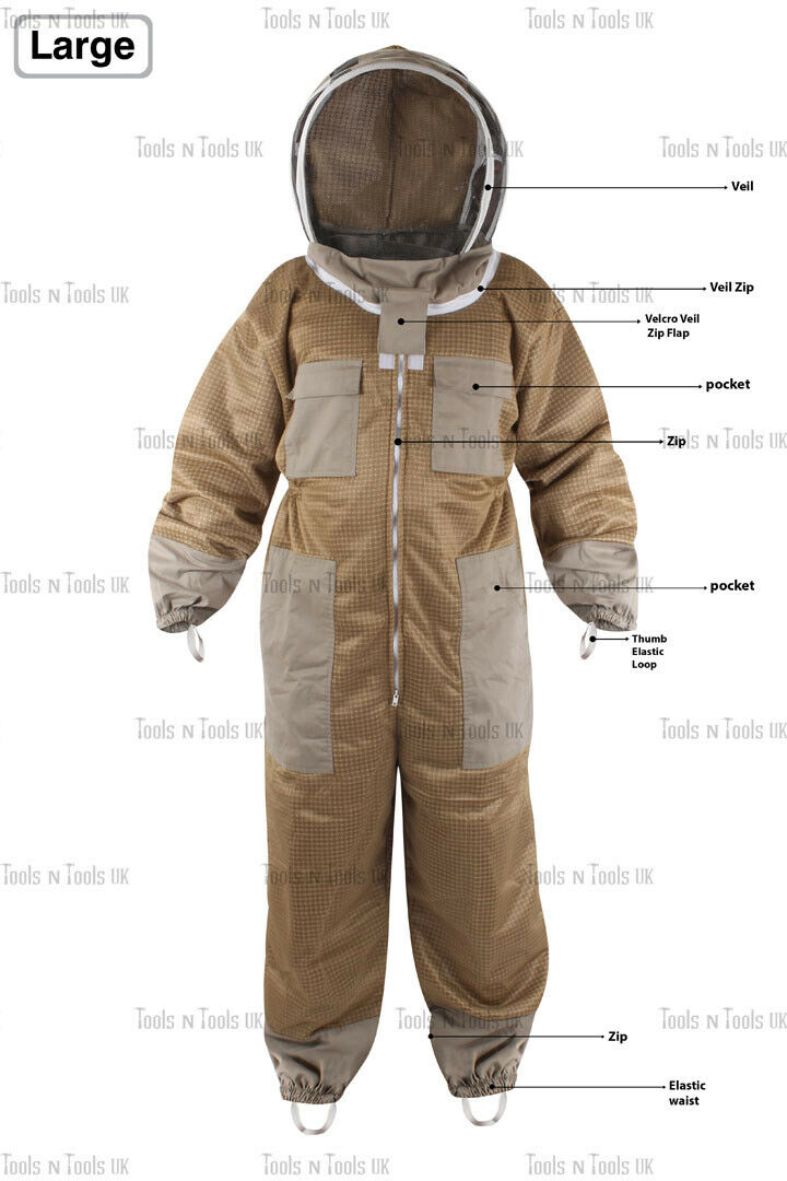 NEW-KHAKI-ADULT-LARGE-THREE-LAYERS-MESH-BEEKEEPING-SUIT-BEE-VENTILATED-COOL-AIR-254854681453-2