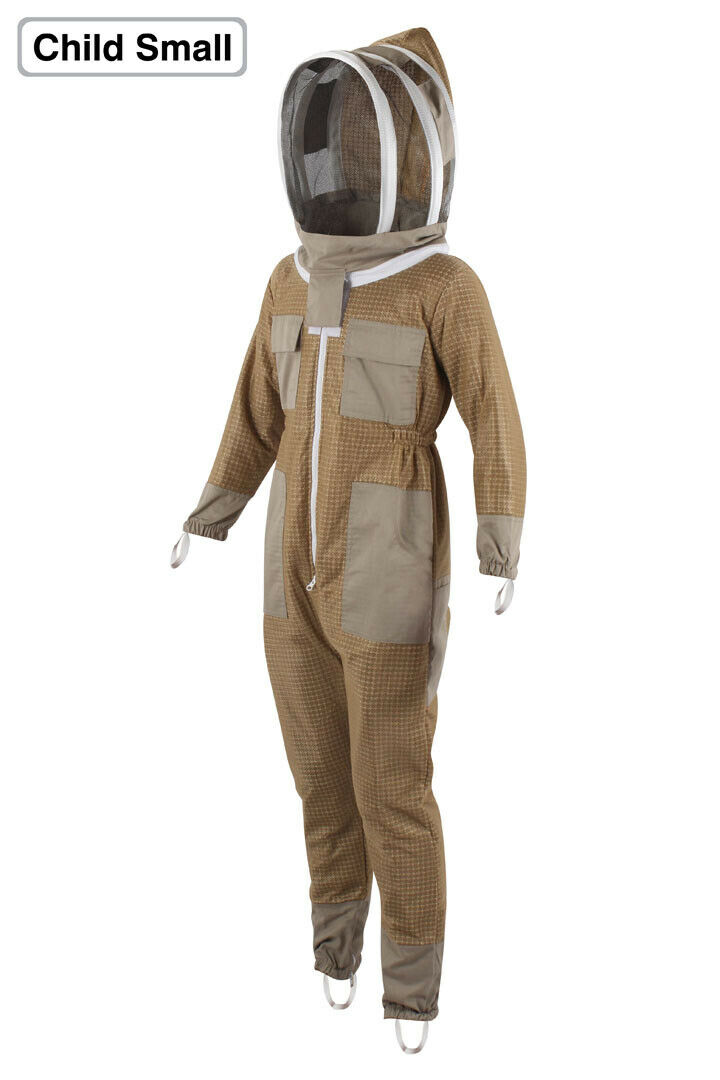 KHAKI-CHILD-SIZE-SMALL-THREE-LAYERS-MESH-BEEKEEPING-SUIT-BEE-VENTILATED-COOLAIR-265036424134-4