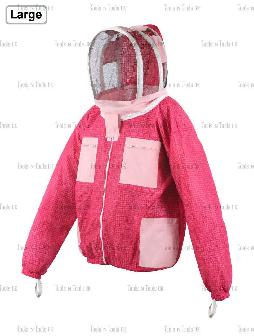 PINK-ADULT-LARGE-JACKET-THREE-LAYERS-MESH-BEEKEEPING-BEE-VENTILATED-COOL-AIR-254855803364-3