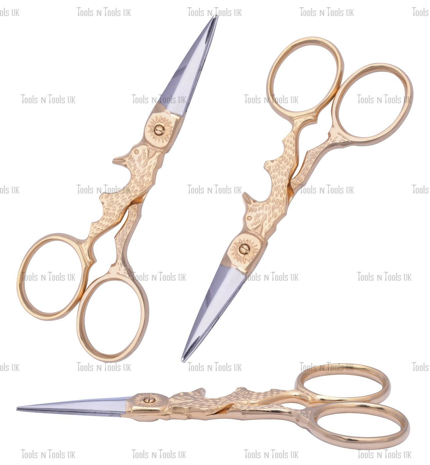 4-Multi-Purpose-Eye-Brow-Rabbit-Shape-Embroidery-Fancy-Scissors-Gold-Plated-263698988335