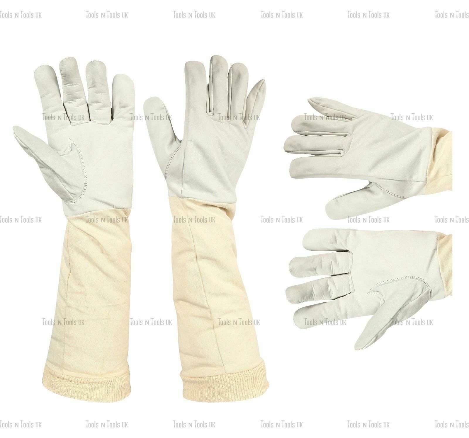 Beekeeping-Cow-Leather-Protective-Gloves-Canvas-Fabric-100-Cotton-Cuff-4-Sizes-253610845585