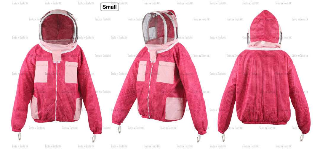 PINK-ADULT-SMALL-JACKET-THREE-LAYERS-MESH-BEEKEEPING-BEE-VENTILATED-COOL-AIR-254855800745-2