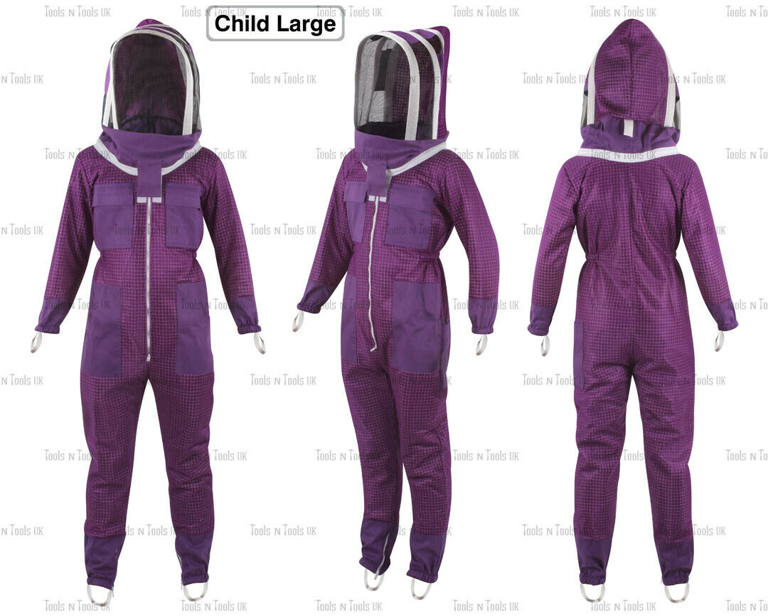PURPLE-CHILD-SIZE-LARGE-THREE-LAYERS-MESH-BEEKEEPING-SUIT-BEE-VENTILATED-COOLAIR-254852478095