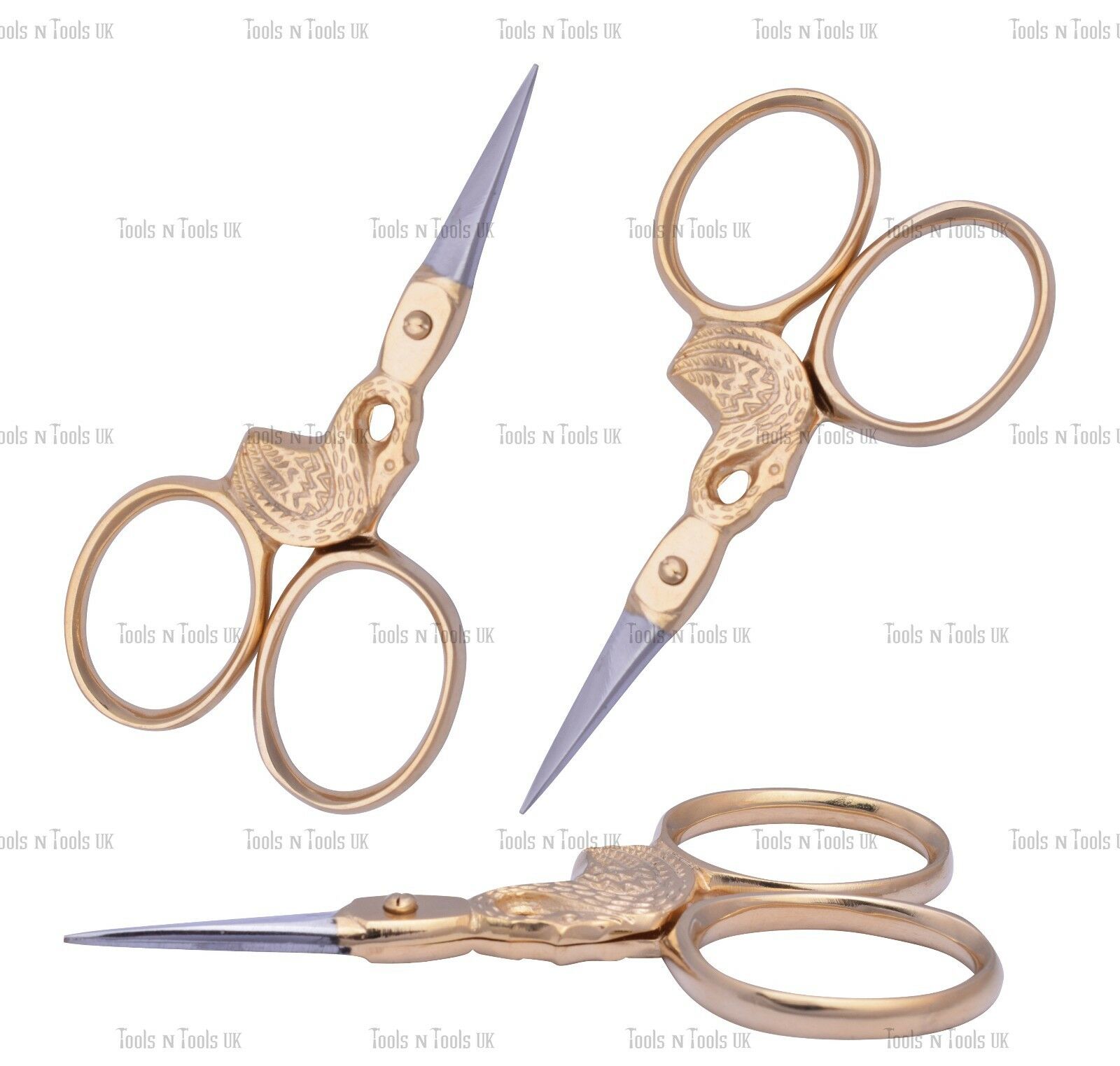 3-Swan-Shape-Eye-Brow-Cuticle-Nail-Small-Embroidery-Fancy-Scissors-Gold-Plated-263698979616