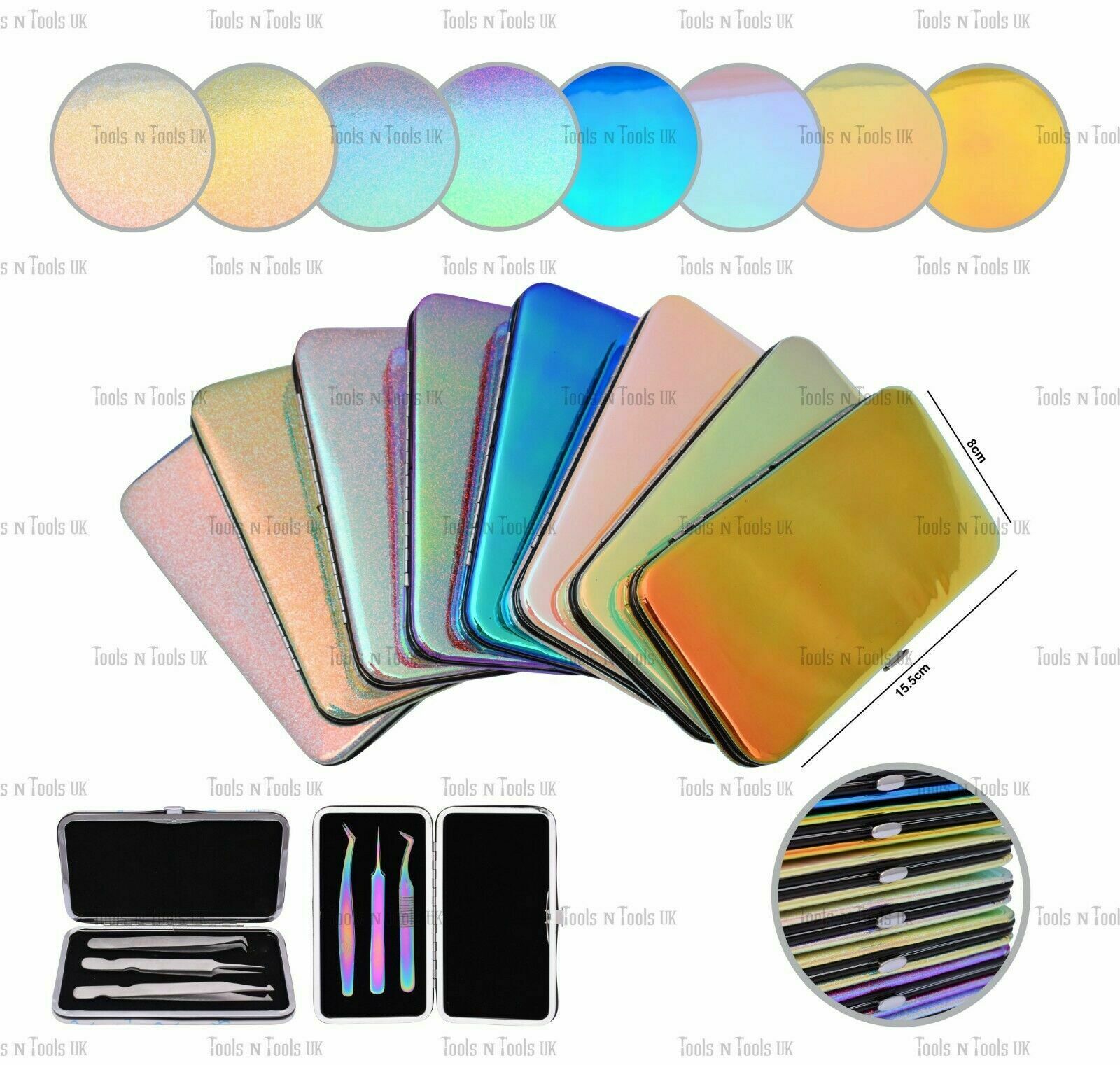 Glittery-Plain-Shiny-Magnetic-Case-for-3-Eyelash-Tweezers-Light-Magnetic-Frame-254361630566