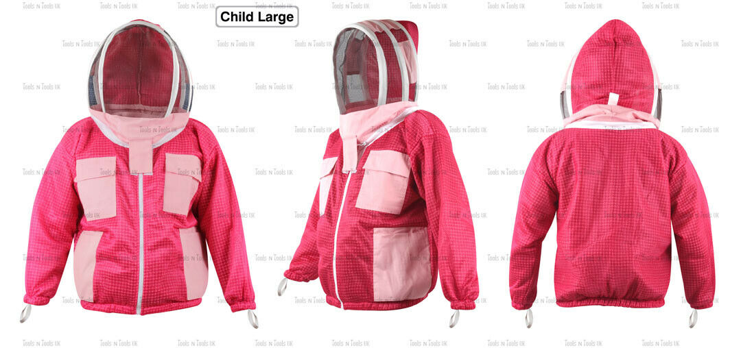PINK-CHILD-SIZE-LARGE-JACKET-THREE-LAYERS-MESH-BEEKEEPING-VENTILATED-COOL-AIR-265038833946
