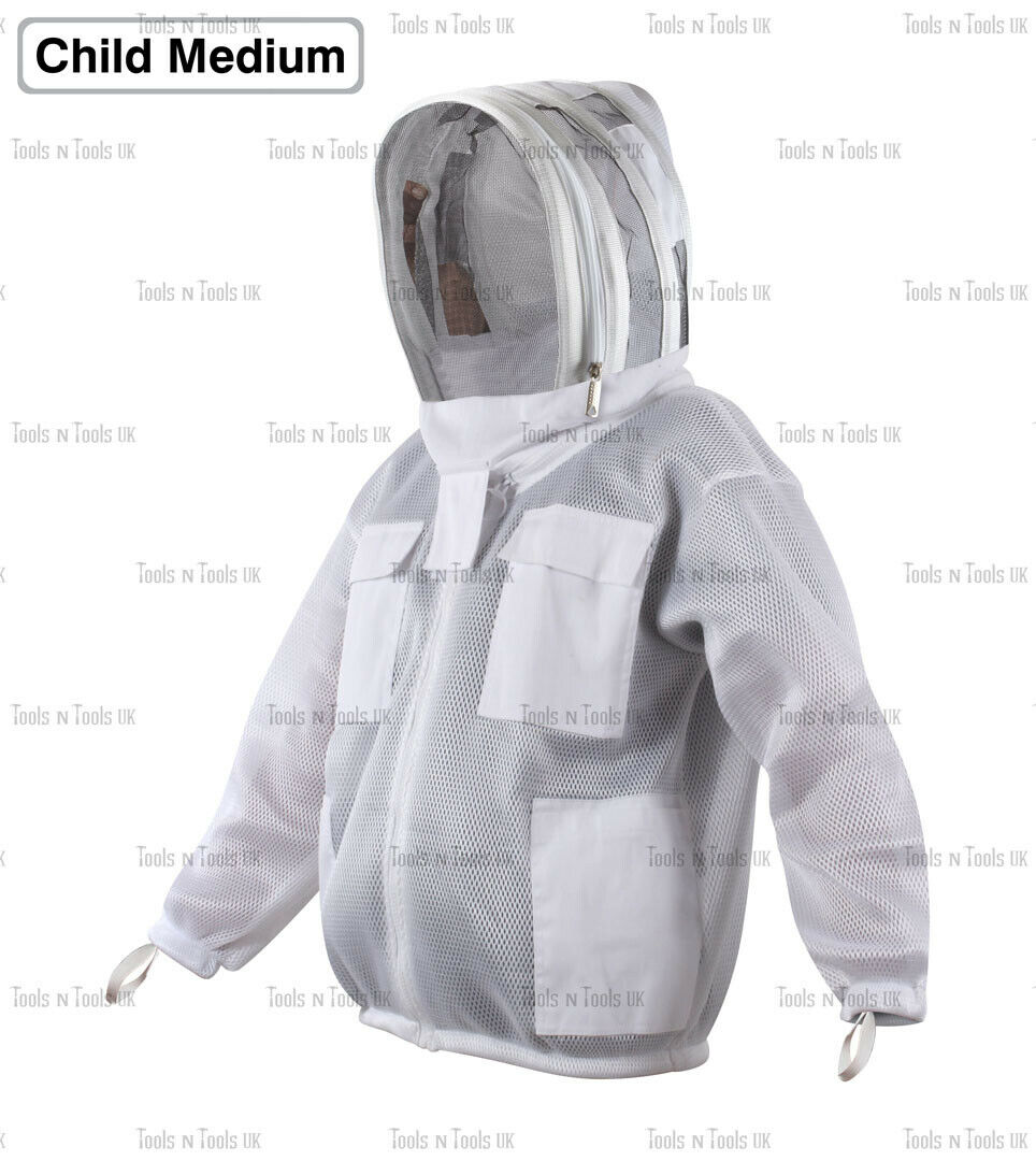 WHITE-CHILD-SIZE-MEDIUM-JACKET-THREE-LAYERS-MESH-BEEKEEPING-VENTILATED-COOL-AIR-265038806996-4