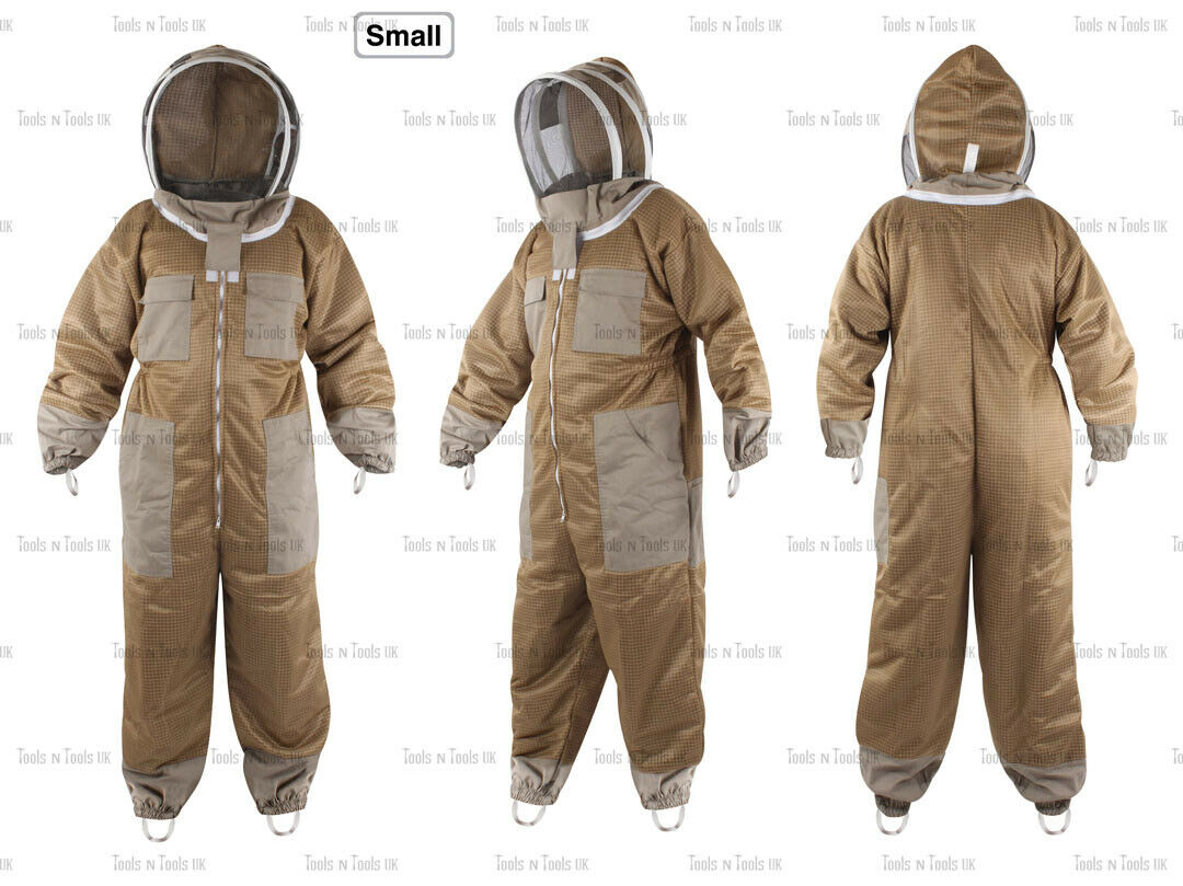 NEW-KHAKI-ADULT-SMALL-THREE-LAYERS-MESH-BEEKEEPING-SUIT-BEE-VENTILATED-COOL-AIR-254854677567