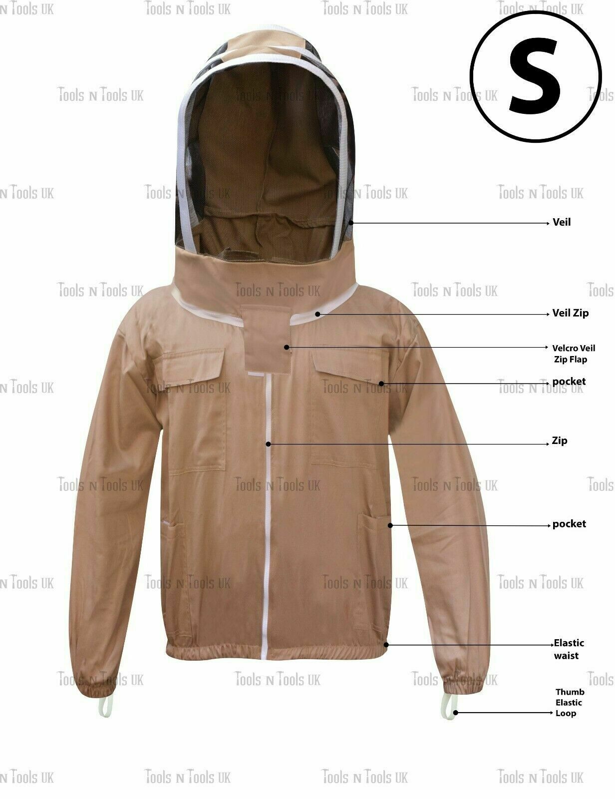 KHAKI-COTTON-BEEKEEPING-JACKETS-HEAVY-DUTY-UNISEX-BEE-BEEKEEPERS-MULTIPLE-SIZES-254590943678