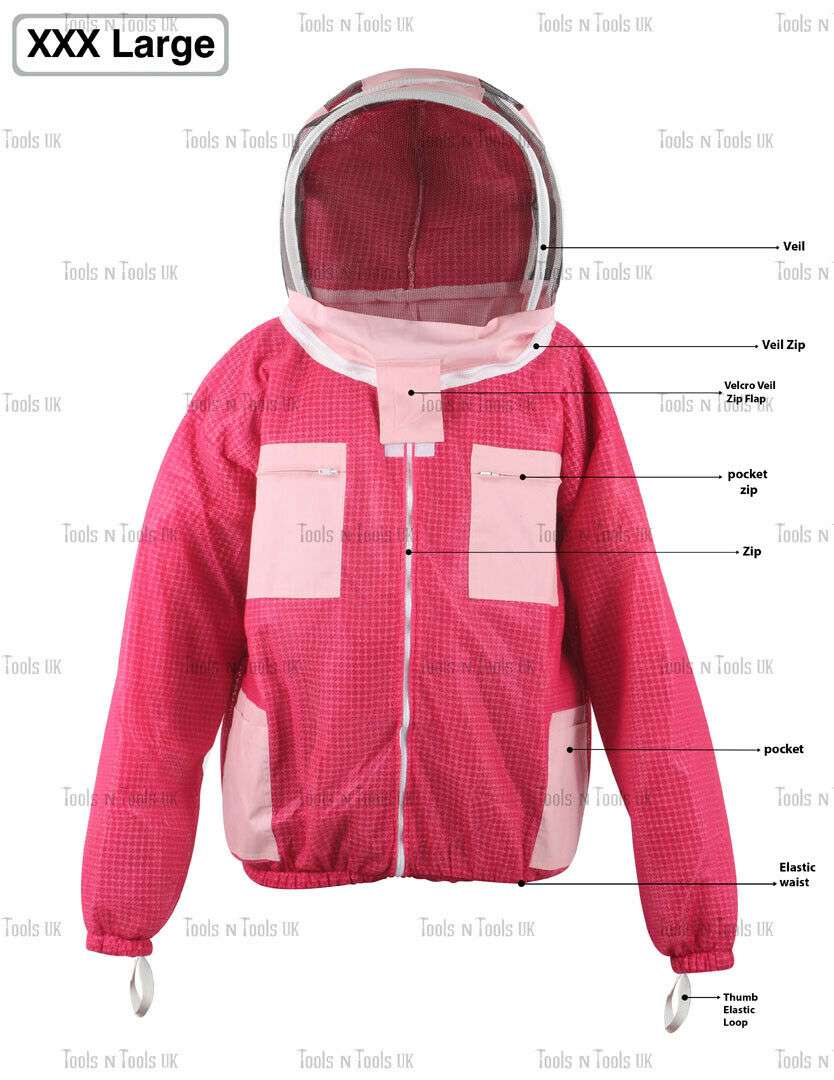 PINK-ADULT-XXX-LARGE-JACKET-THREE-LAYERS-MESH-BEEKEEPING-BEE-VENTILATED-COOL-254855811788-2