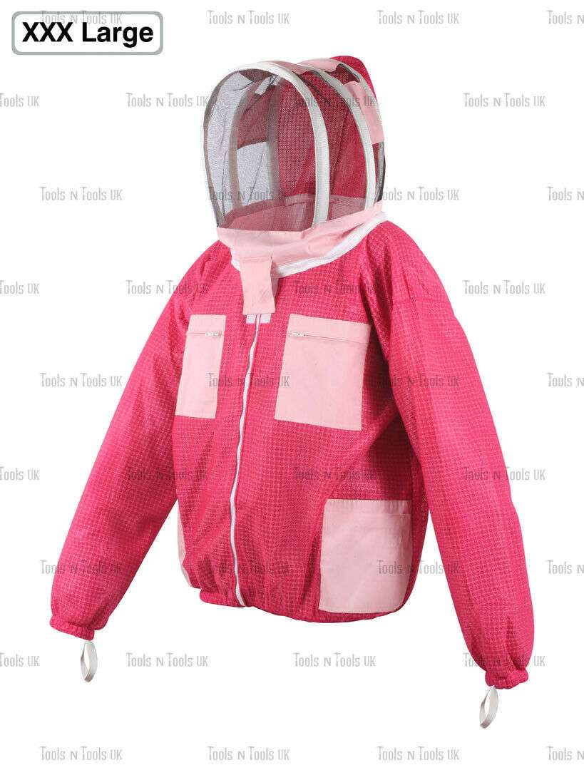 PINK-ADULT-XXX-LARGE-JACKET-THREE-LAYERS-MESH-BEEKEEPING-BEE-VENTILATED-COOL-254855811788-3