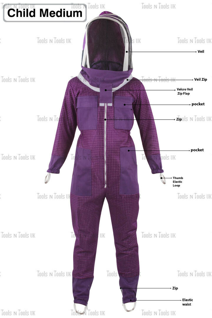 PURPLE-CHILD-SIZE-MEDIUM-THREE-LAYERS-MESH-BEEKEEPING-SUIT-BEE-VENTILATED-COOL-254852471368-2
