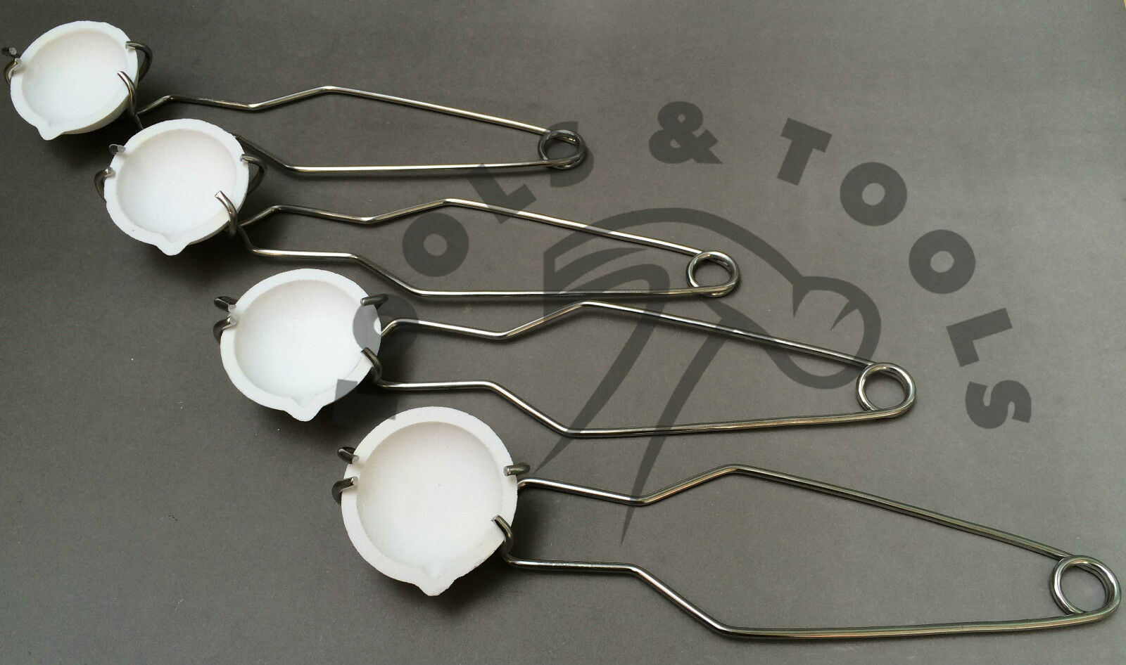4x-COMPLETE-WHIP-TONG-HANDLE-CERAMIC-CRUCIBLE-DISH-2-MELT-GOLD-SILVER-COPPER-252178784069
