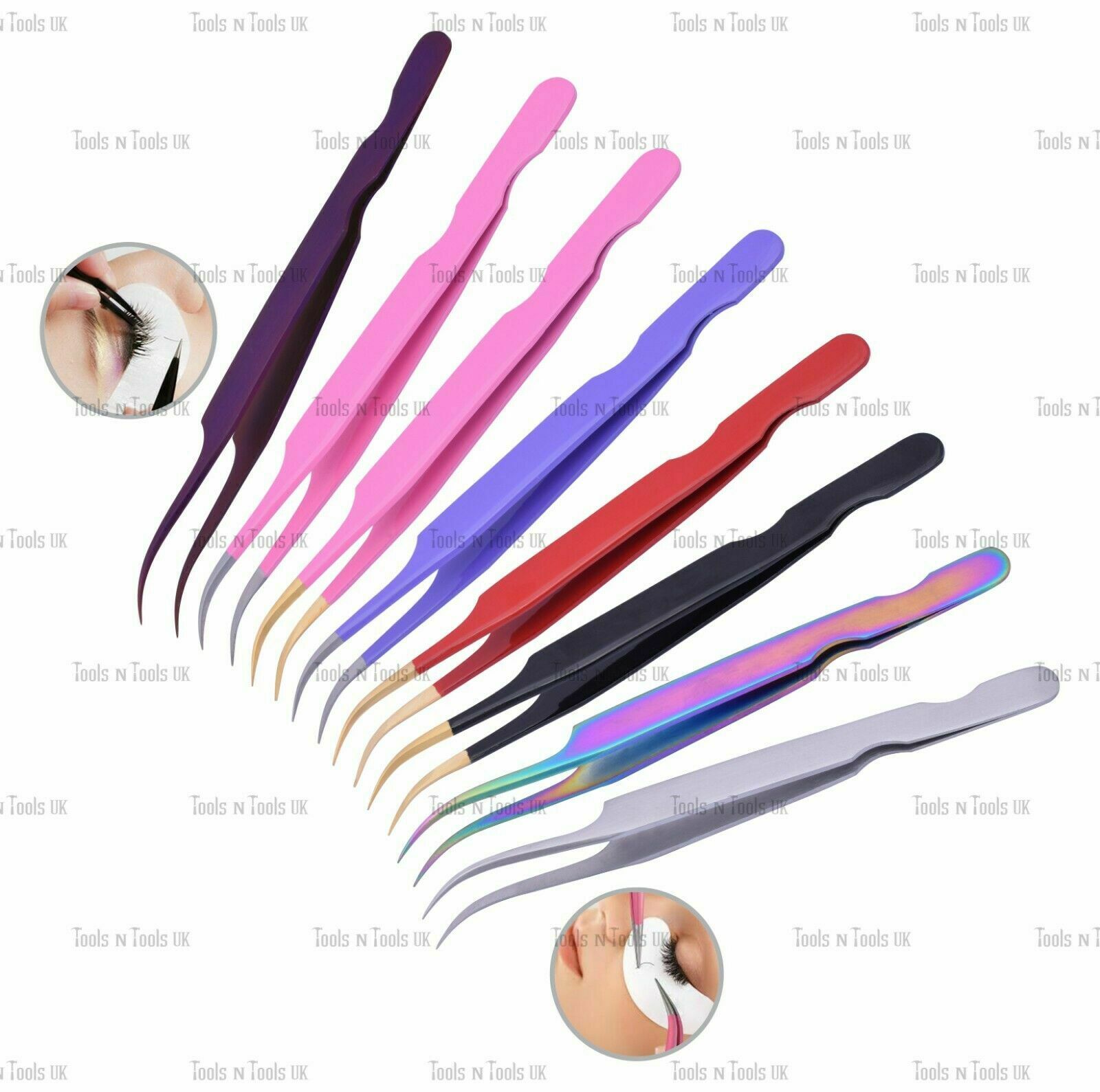 Curved-False-Volume-Eyelash-Extensions-Tweezers-Applicator-Beauty-Tool-8-Colours-254171552889