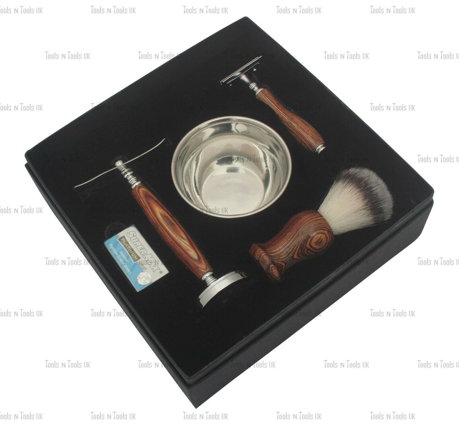Dark-Brown-5-Pc-Shaving-Set-Double-Edge-Razor-Hair-Brush-Stand-Bowl-Blades-Boxed-254300633749-2
