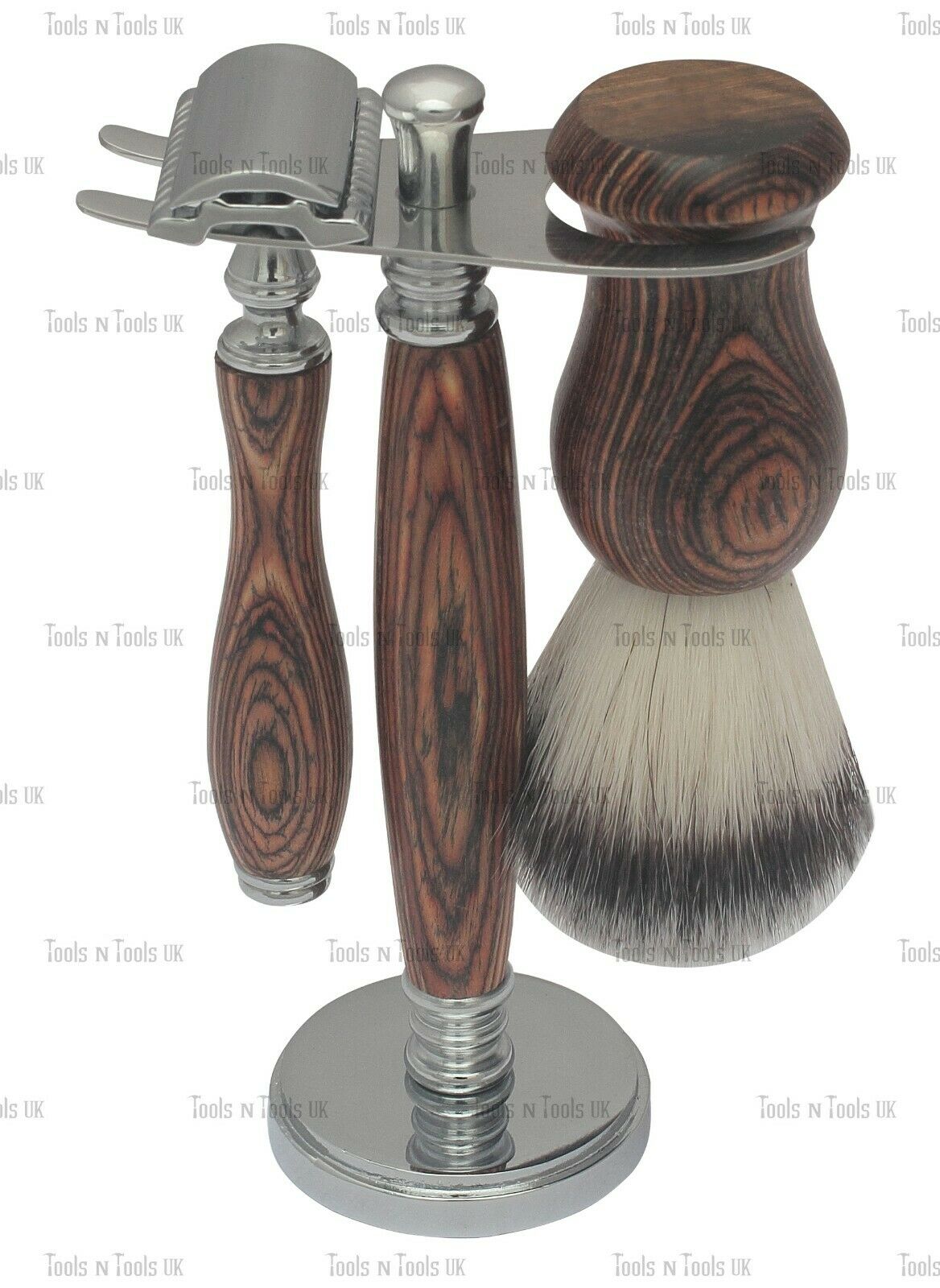 Dark-Brown-5-Pc-Shaving-Set-Double-Edge-Razor-Hair-Brush-Stand-Bowl-Blades-Boxed-254300633749-3
