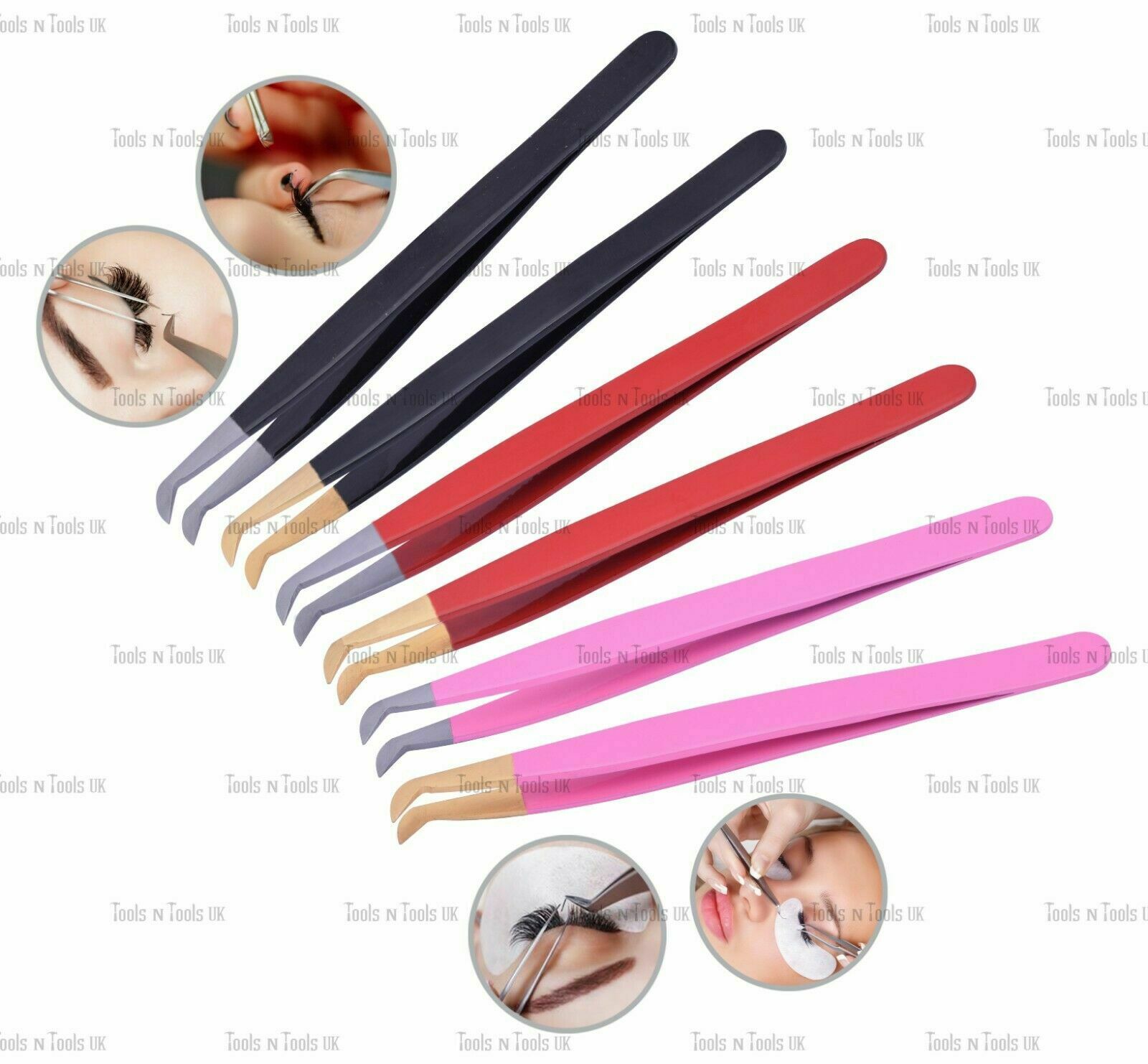 NEW-Volume-Lash-Makeup-Tweezers-Eyelashes-Extensions-Stainless-Steel-6-Colours-254128502329