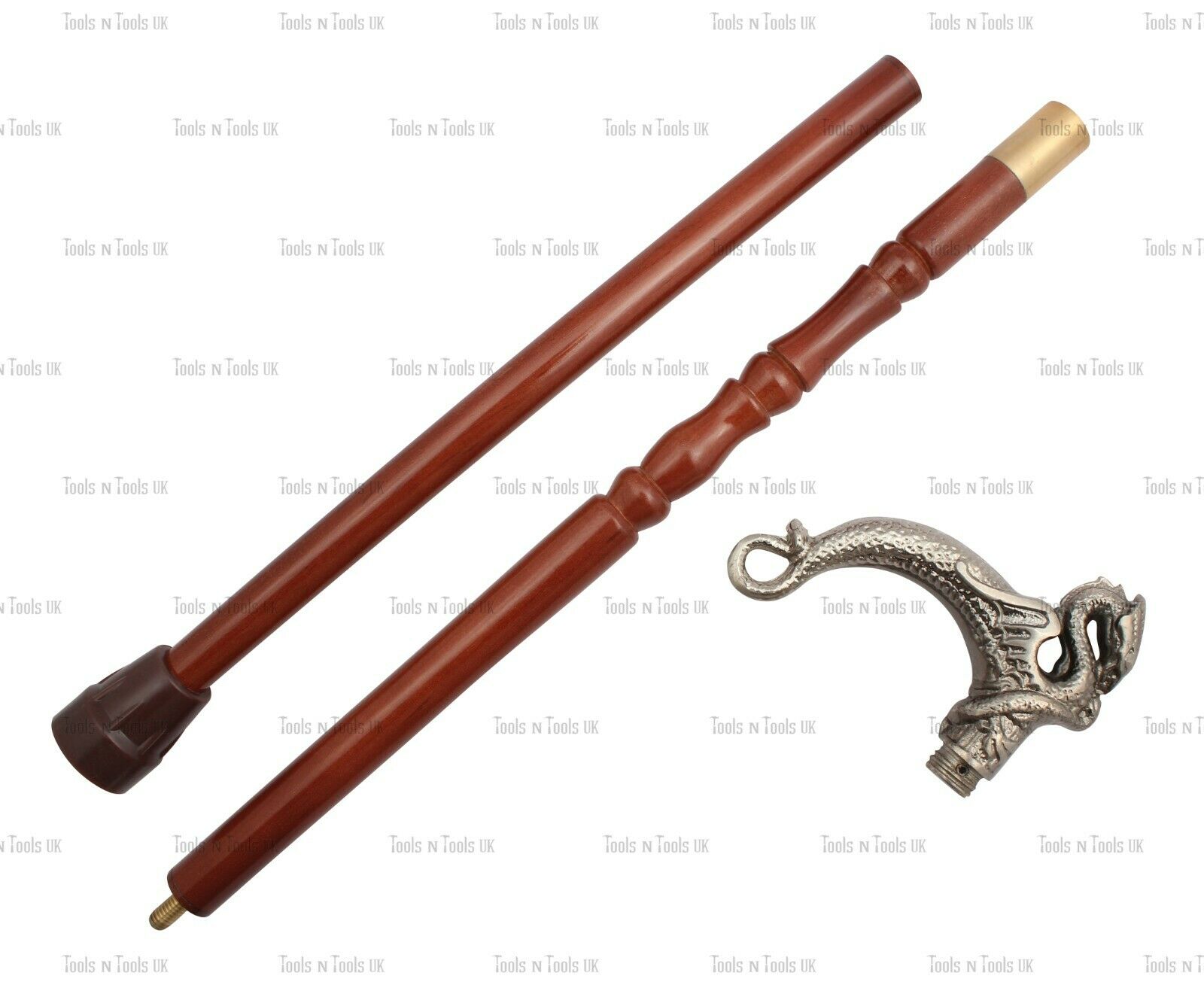 Wstick-008-Antique-Style-Walking-Stick-Solid-Silver-Head-Handle-Vintage-Wooden-264889618709-2