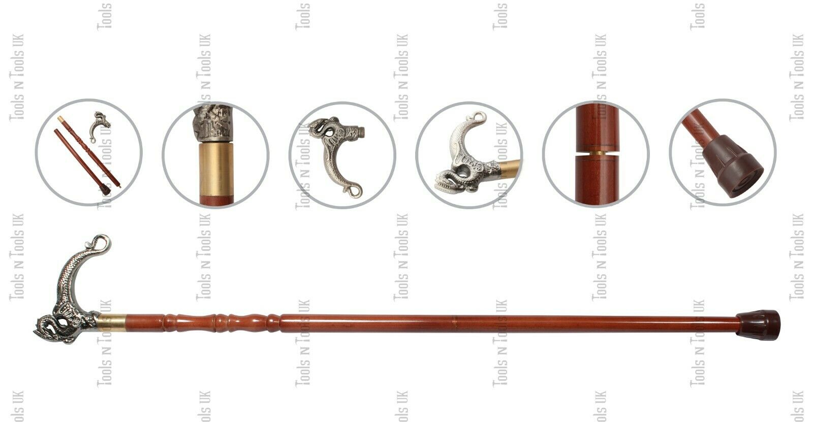 Wstick-008-Antique-Style-Walking-Stick-Solid-Silver-Head-Handle-Vintage-Wooden-264889618709-4